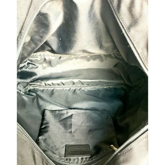 LARGE ST DENIS BLACK NYLON BLACK LEATHER TRIM HANDLES TOTE SHOULDER BAG HANDBAG - Picture 11 of 12